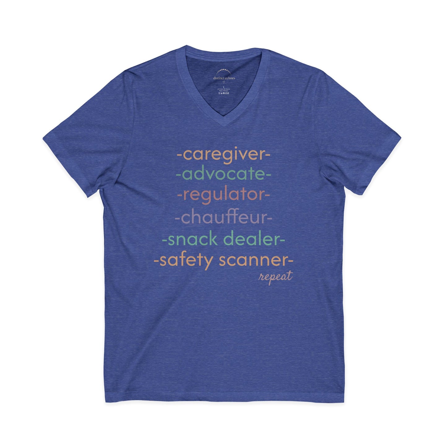 Caregiver Roles Checklist V-Neck Tee — Fun Caregiver Appreciation Shirt