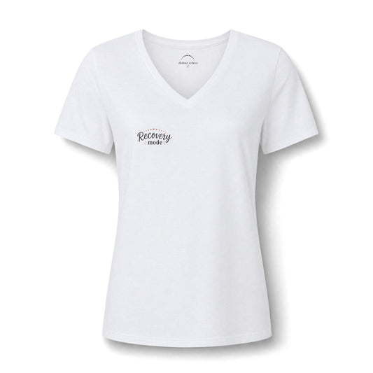 "Recovery Mode" V‑Neck Tee — Women's Rest & Recovery Shirt -Front & Back Design