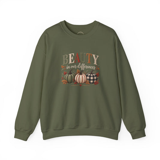 "Beauty in Our Differences" - Cozy Faux-Embroidery Autumn Sweatshirt