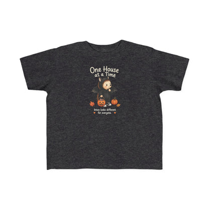 Toddler Tee — "One House at a Time" Cute Bat Halloween Shirt