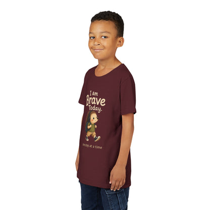 Youth Tee — "I Am Brave Today" Hedgehog Inspirational Kids Shirt