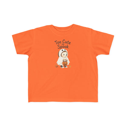 Toddler Tee — "Too Cute to Spook" Halloween Ghost Shirt