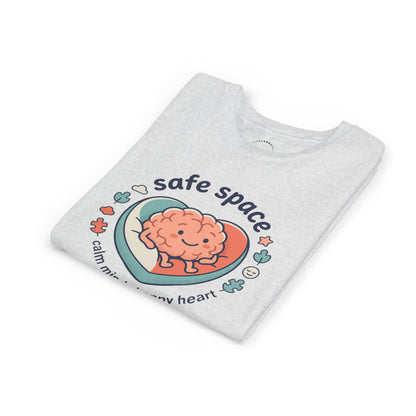 Youth Tee — Safe Space Calm Mind Happy Heart Soft Graphic