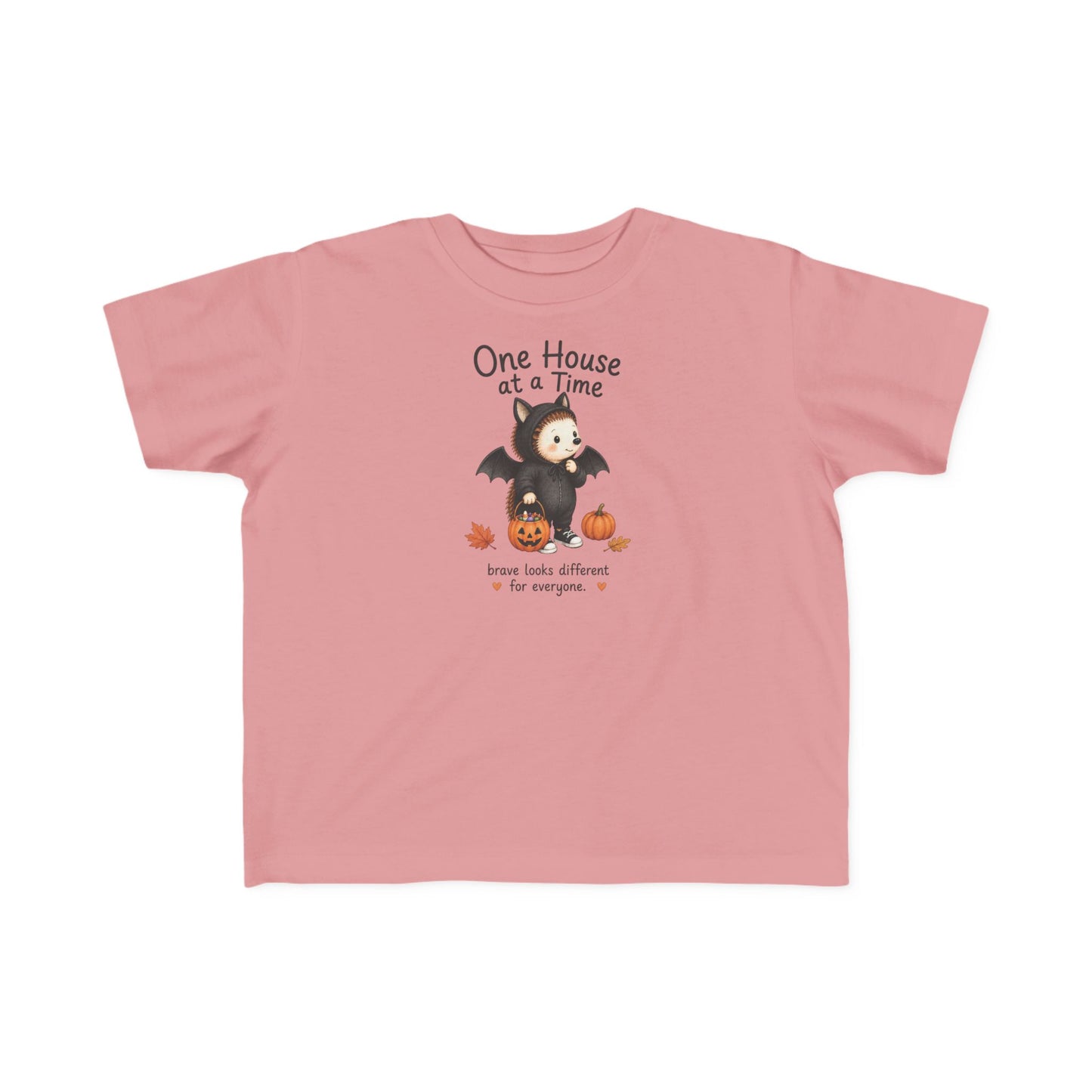Toddler Tee — "One House at a Time" Cute Bat Halloween Shirt