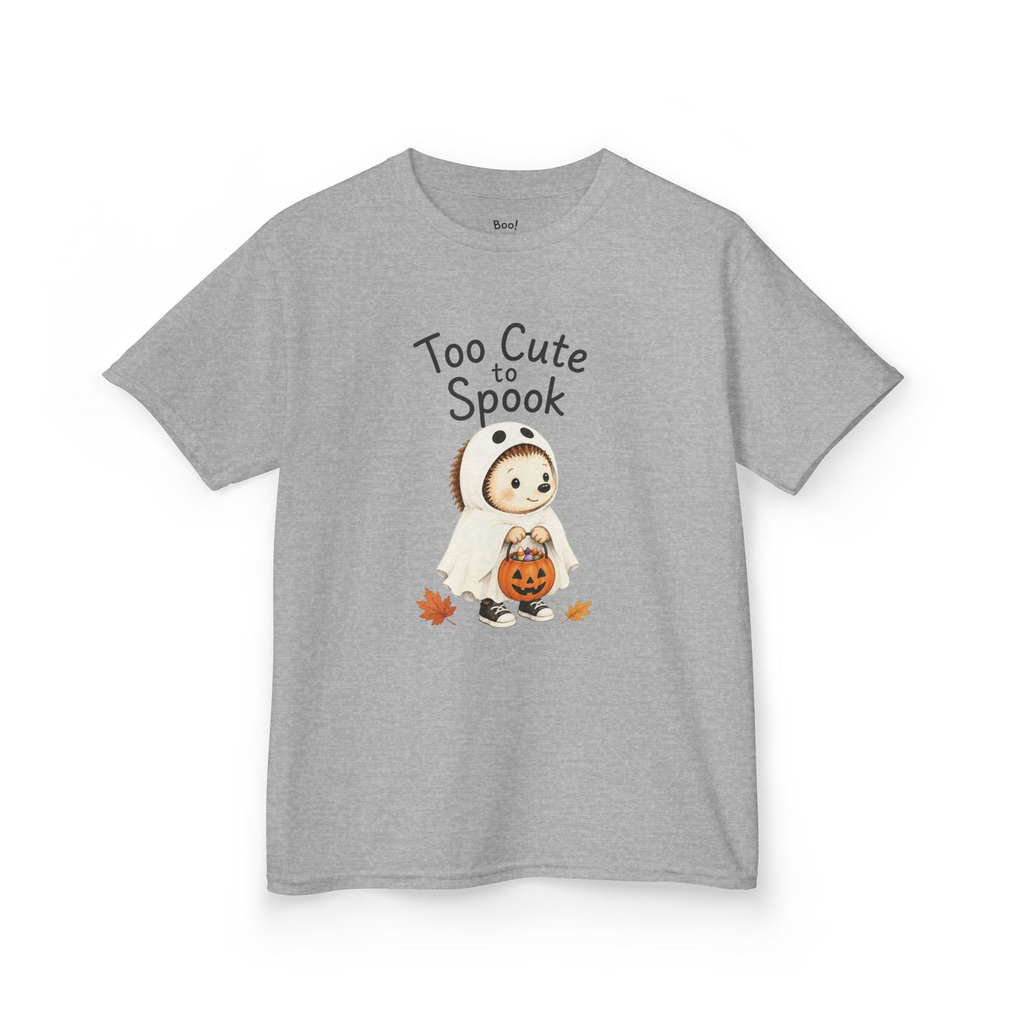 Kids T-Shirt— "Too Cute to Spook" Halloween Ghost