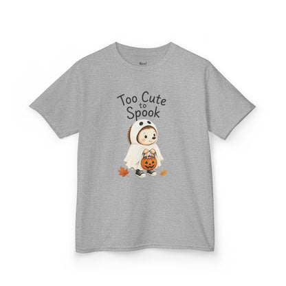 Kids T-Shirt— "Too Cute to Spook" Halloween Ghost