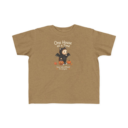 Toddler Tee — "One House at a Time" Cute Bat Halloween Shirt