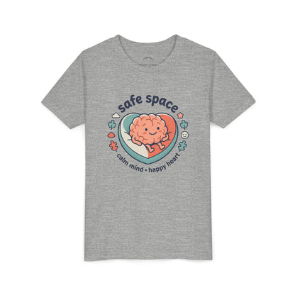 Youth Tee — Safe Space Calm Mind Happy Heart Soft Graphic