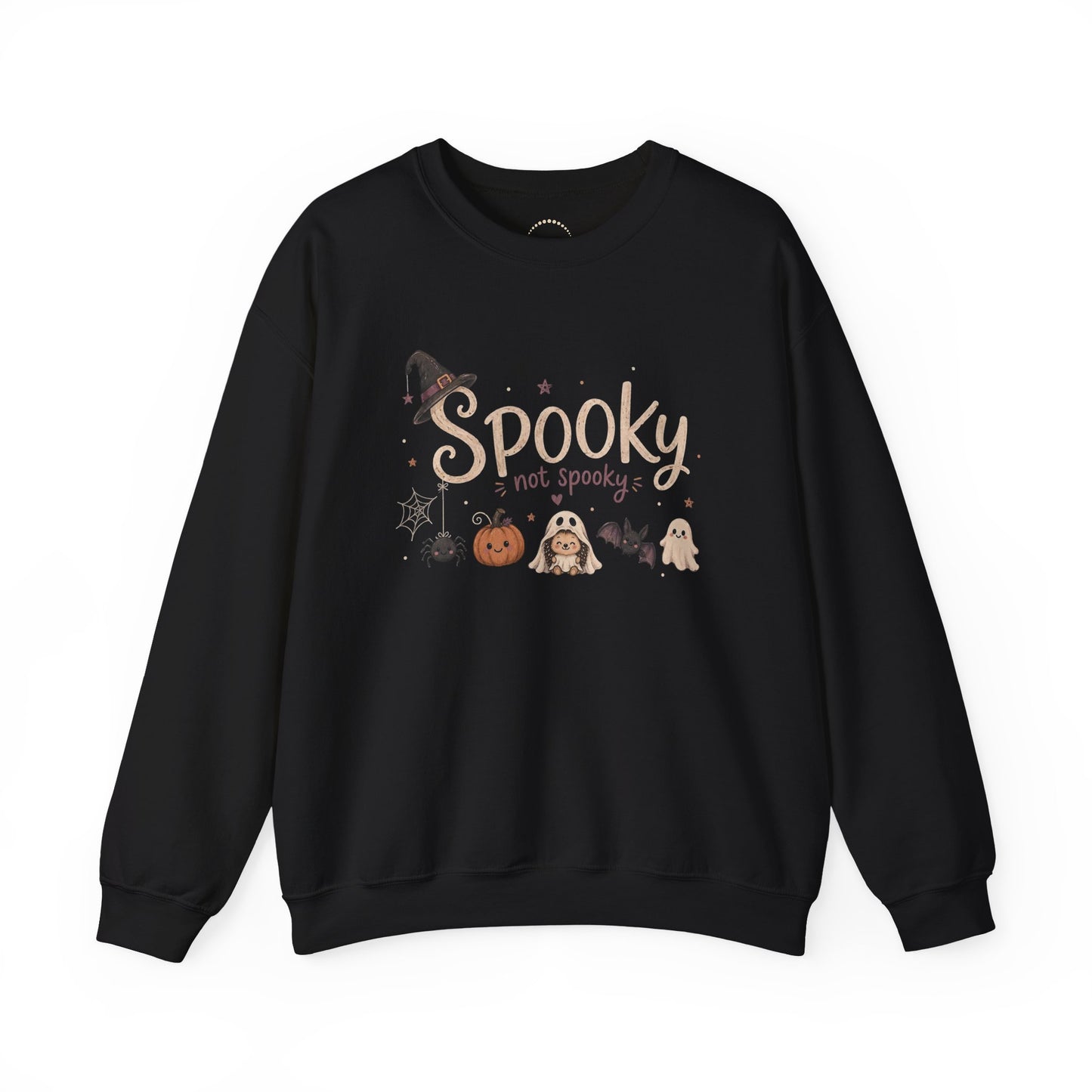 Spooky (Not Spooky) Halloween Crewneck Sweatshirt — Cute Ghosts & Pumpkin Graphic