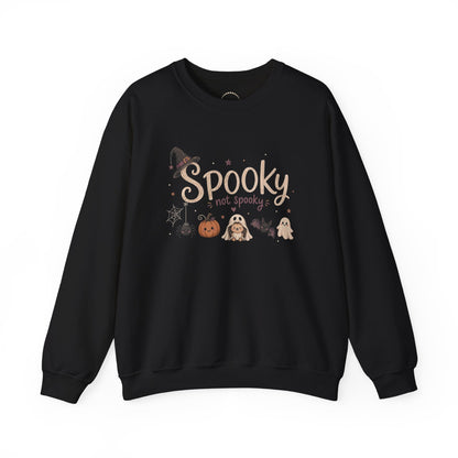 Spooky (Not Spooky) Halloween Crewneck Sweatshirt — Cute Ghosts & Pumpkin Graphic