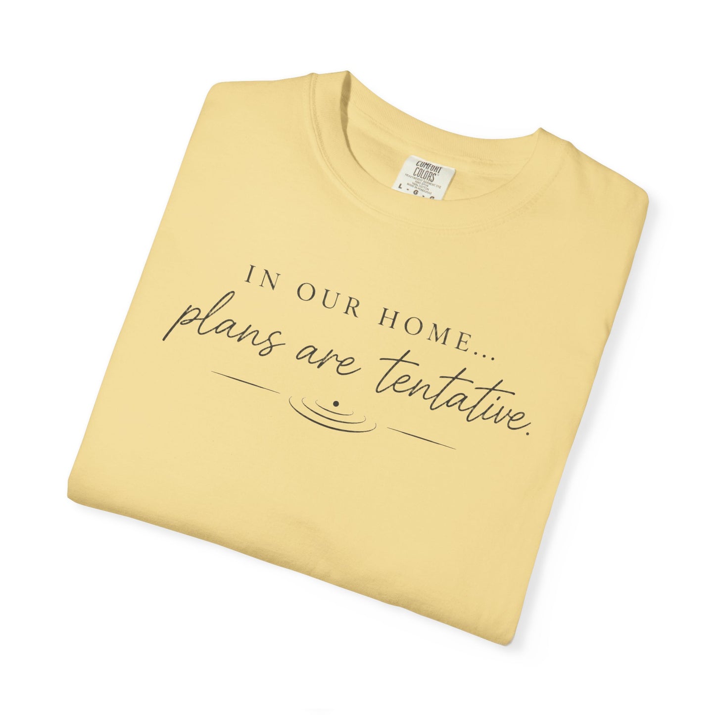 “In Our Home… Plans Are Tentative” Graphic T‑Shirt