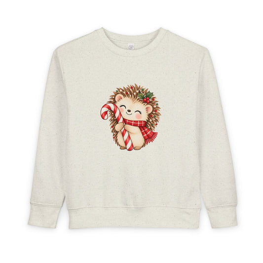 Toddler Sweatshirt - Cute Christmas Hedgehog with Candy Cane