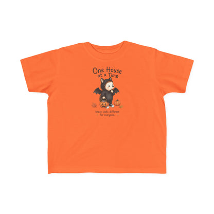Toddler Tee — "One House at a Time" Cute Bat Halloween Shirt