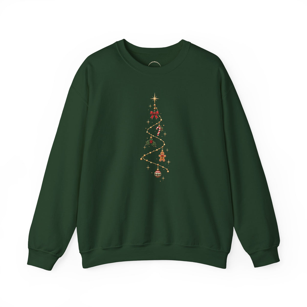Christmas Tree Sweatshirt - Glowing Garland Minimalist Ornaments