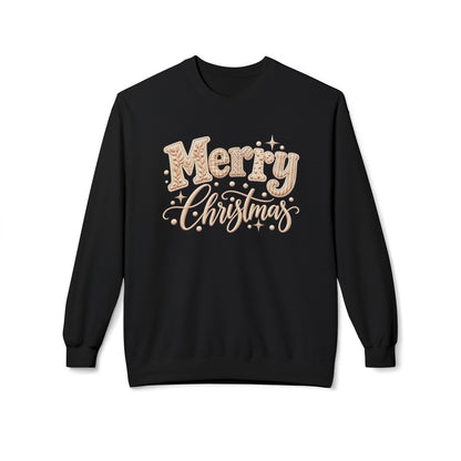 Merry Christmas Faux-Embroidery -  Midweight Crewneck Sweatshirt, S - 4XL