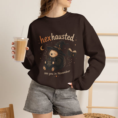 Halloween Sweatshirt — "Hexhausted" See you in November