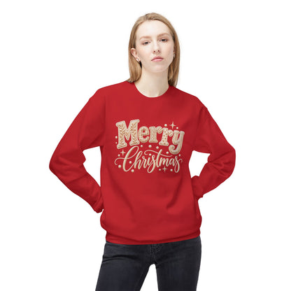 Merry Christmas Faux-Embroidery -  Midweight Crewneck Sweatshirt, S - 4XL