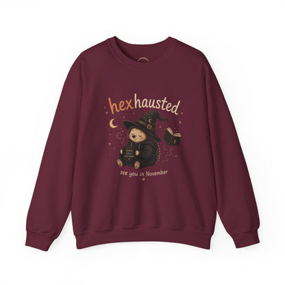 Halloween Sweatshirt — "Hexhausted" See you in November