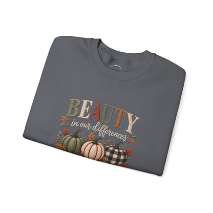 "Beauty in Our Differences" - Cozy Faux-Embroidery Autumn Sweatshirt