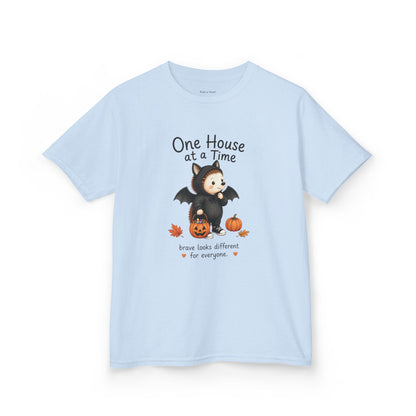 Youth T-Shirt - "One House at a Time"  Bat Halloween Tee
