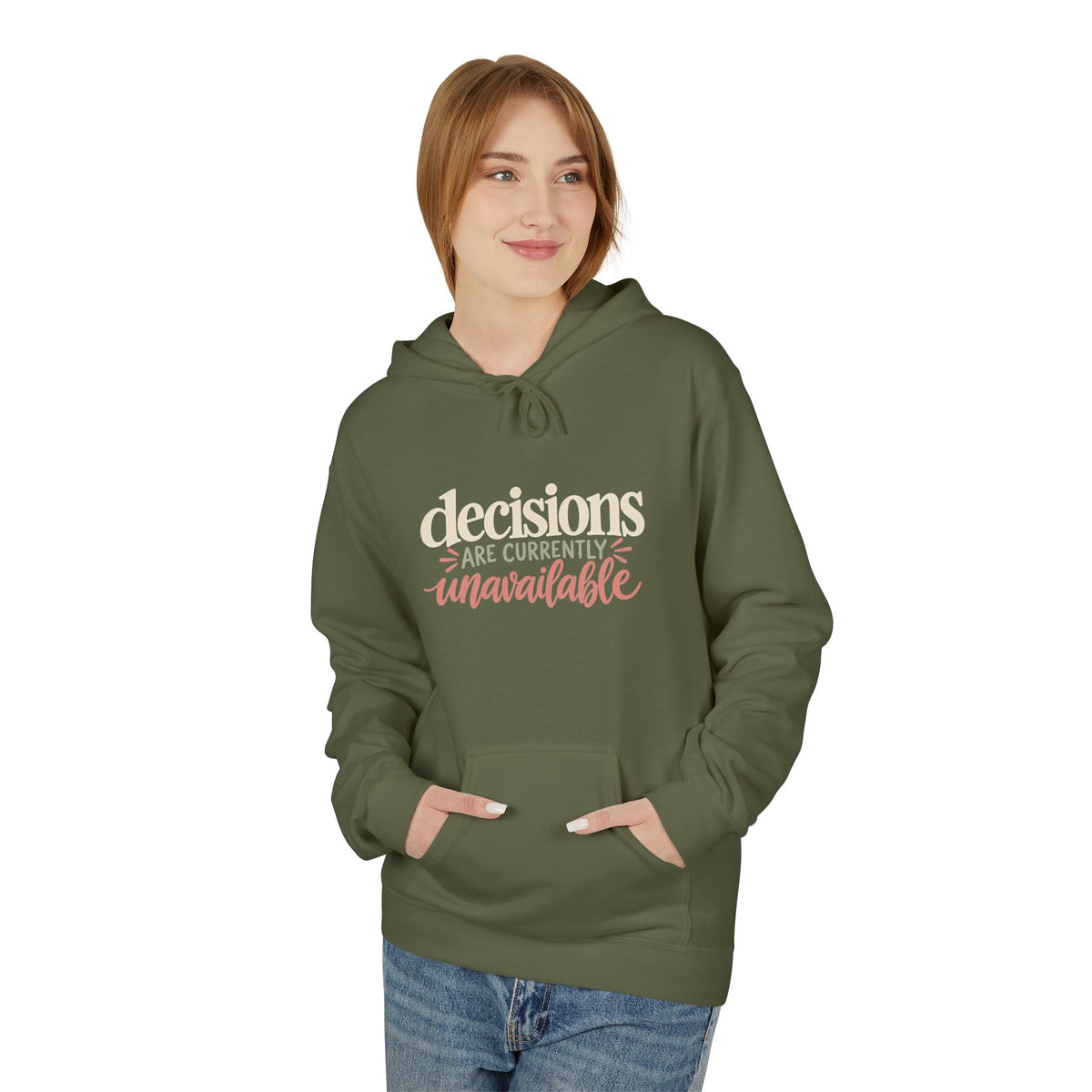 "Decisions Are Currently Unavailable" Graphic Midweight Fleece Hoodie
