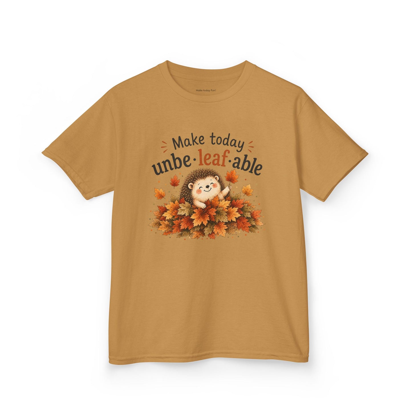 Youth Tee – "Make Today Unbe-leaf-able" Fall Hedgehog tshirt