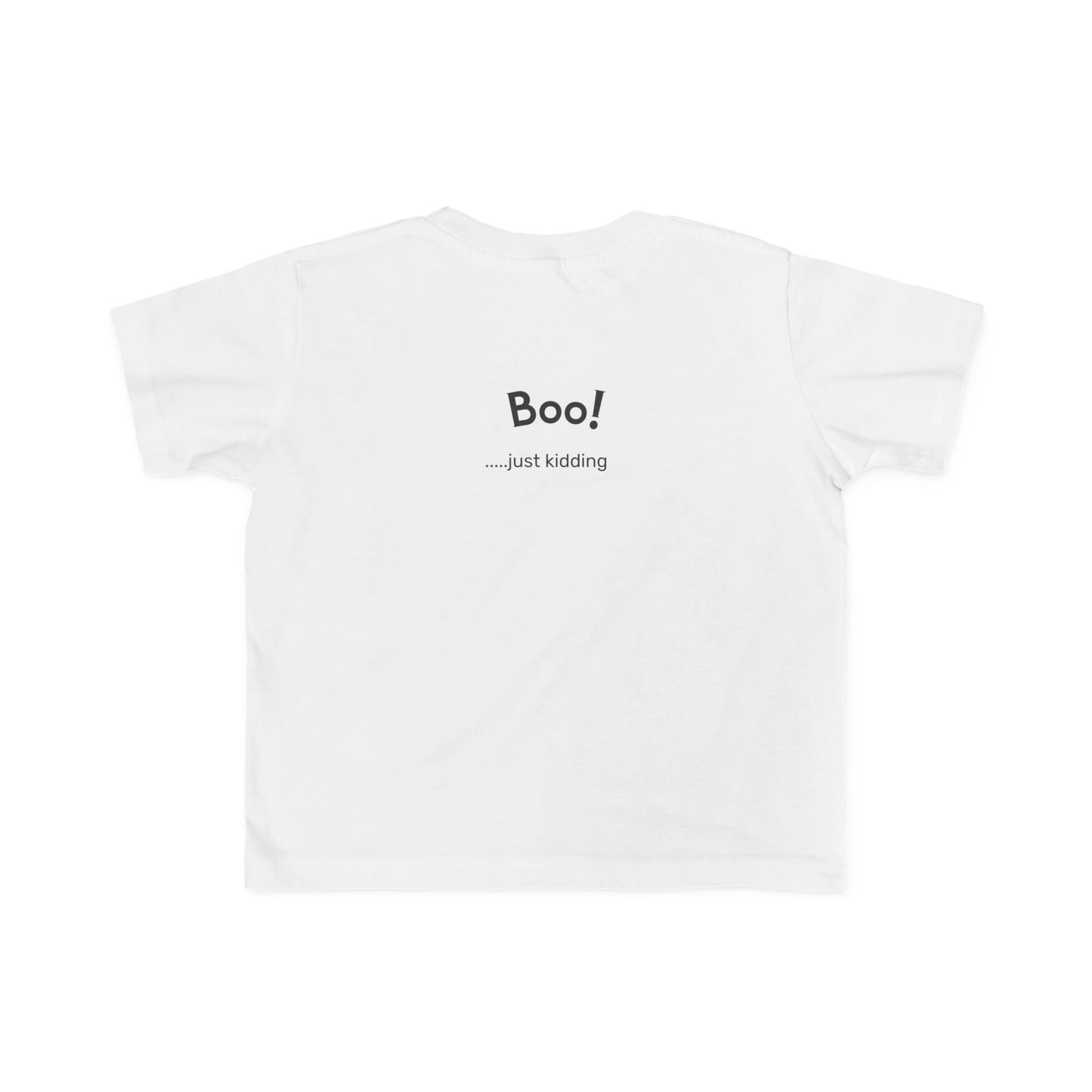 Toddler Tee — "Too Cute to Spook" Halloween Ghost Shirt