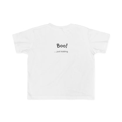 Toddler Tee — "Too Cute to Spook" Halloween Ghost Shirt