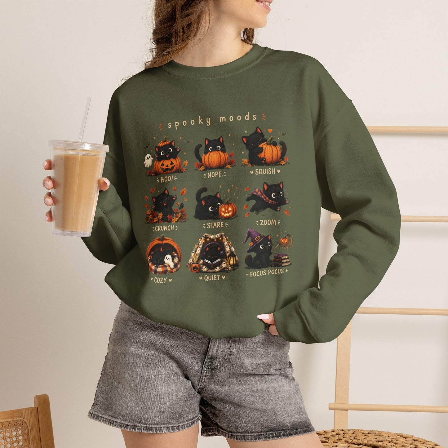 Mini Cats Halloween Sweatshirt — "Spooky Moods"