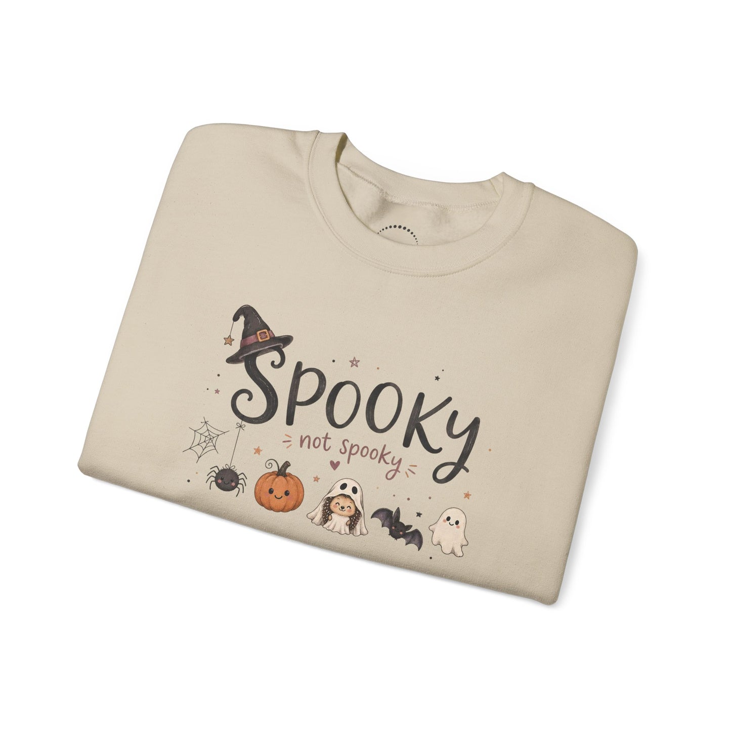 Spooky (Not Spooky) Halloween Crewneck Sweatshirt — Cute Ghosts & Pumpkin Graphic