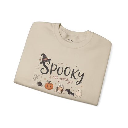 Spooky (Not Spooky) Halloween Crewneck Sweatshirt — Cute Ghosts & Pumpkin Graphic