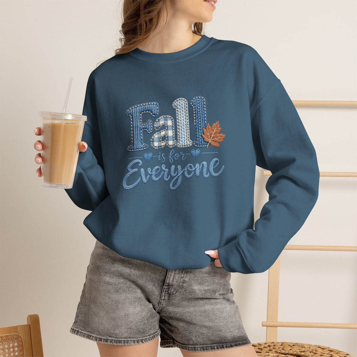 "Fall Is For Everyone " Faux-Embroidery Sensory Friendly Sweatshirt
