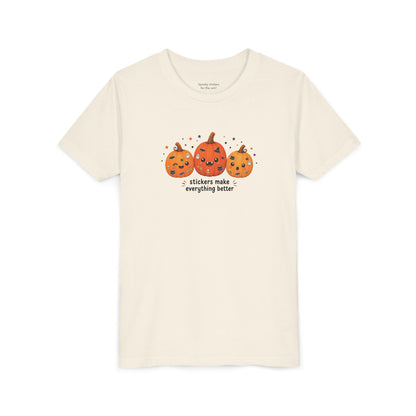 Youth Halloween Pumpkin Trio Tee - Stickers Make Everything Better