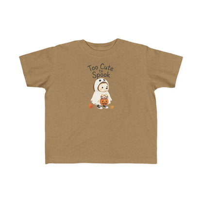 Toddler Tee — "Too Cute to Spook" Halloween Ghost Shirt