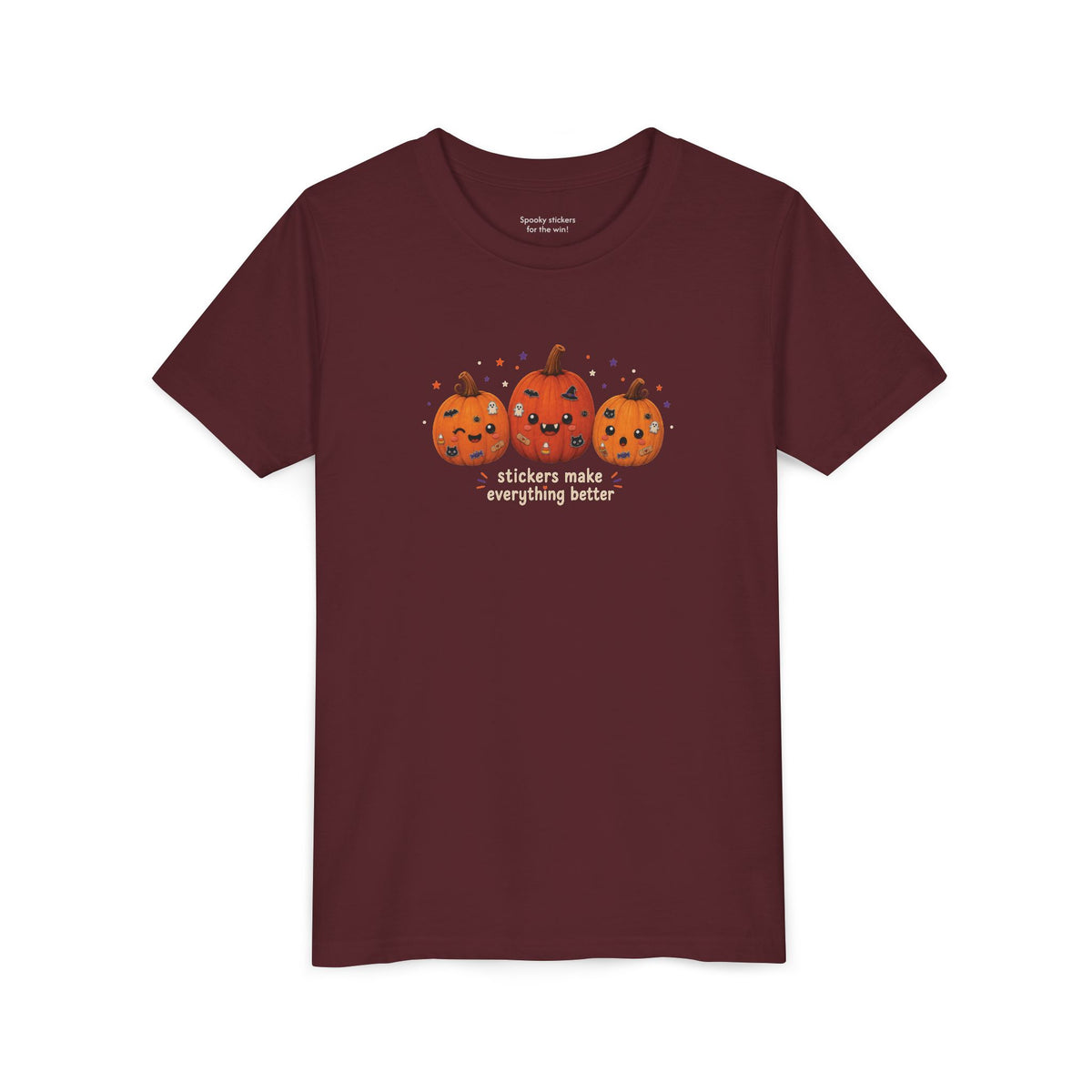 Youth Halloween Pumpkin Trio Tee - Stickers Make Everything Better