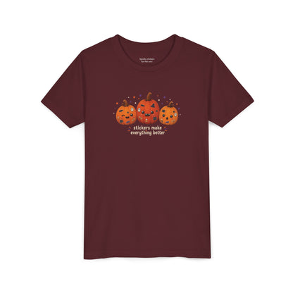 Youth Halloween Pumpkin Trio Tee - Stickers Make Everything Better