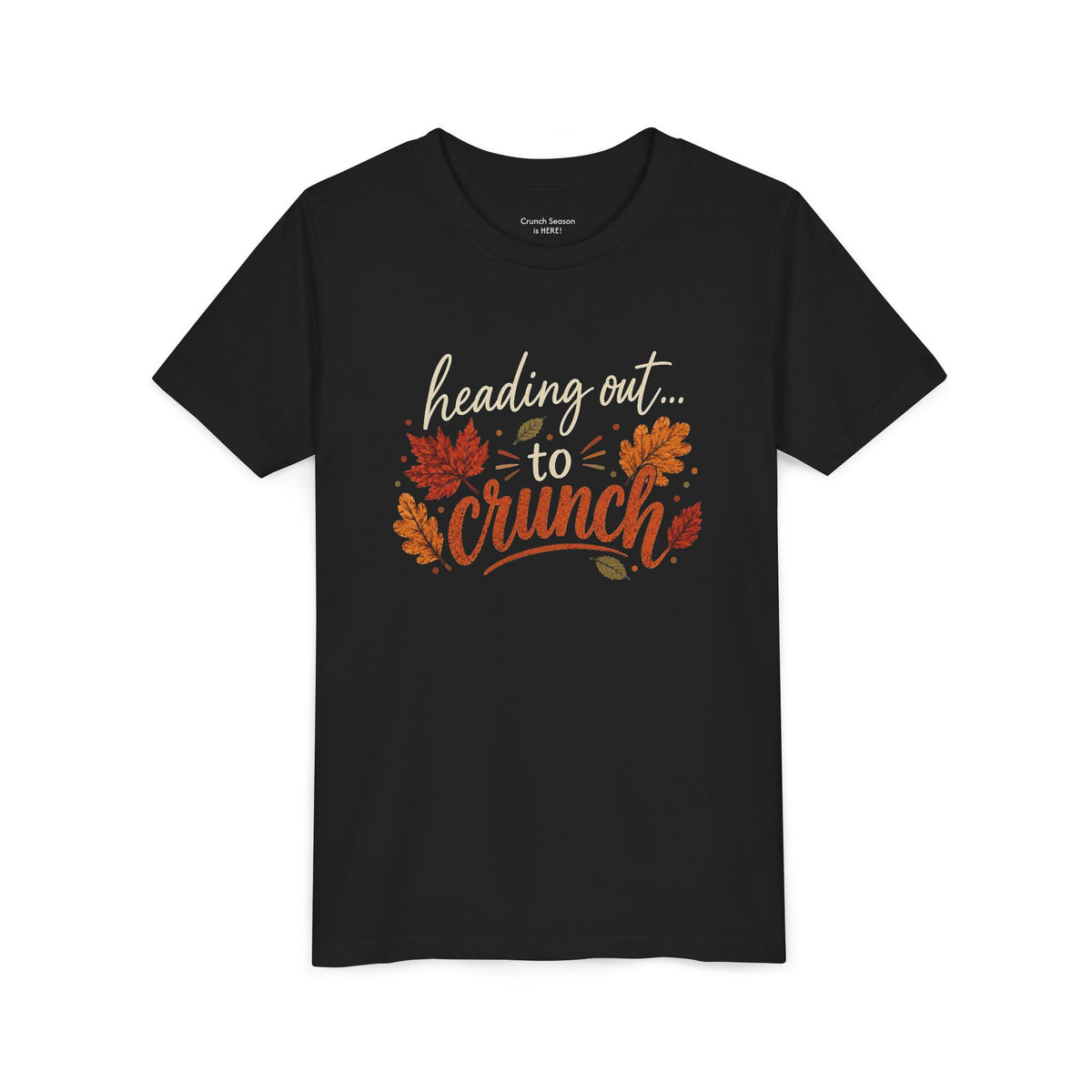 Youth Tee - 'Heading Out to Crunch' Fall Leaves Autumn Kids Shirt