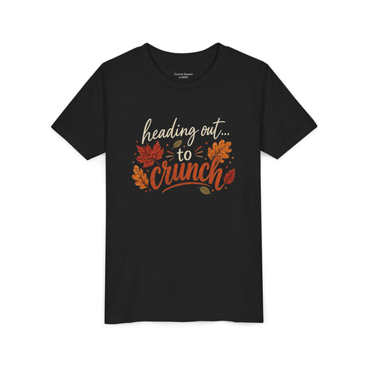 Youth Tee - 'Heading Out to Crunch' Fall Leaves Autumn Kids Shirt