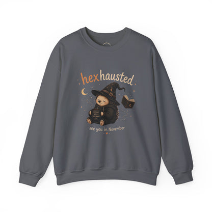 Halloween Sweatshirt — "Hexhausted" See you in November