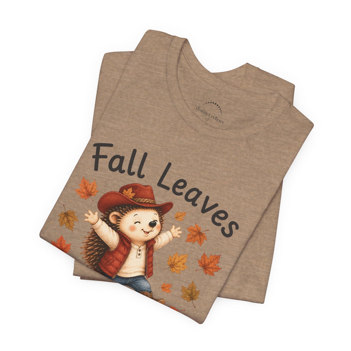 Fall Leaves Make Me Happy Tee — Cute Hedgehog Autumn Graphic T-Shirt