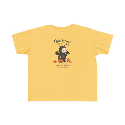 Toddler Tee — "One House at a Time" Cute Bat Halloween Shirt
