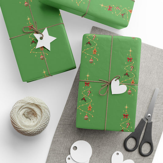Glowing Garland Christmas Tree Wrapping Paper 30" x 36"