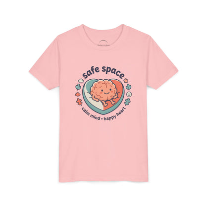 Youth Tee — Safe Space Calm Mind Happy Heart Soft Graphic