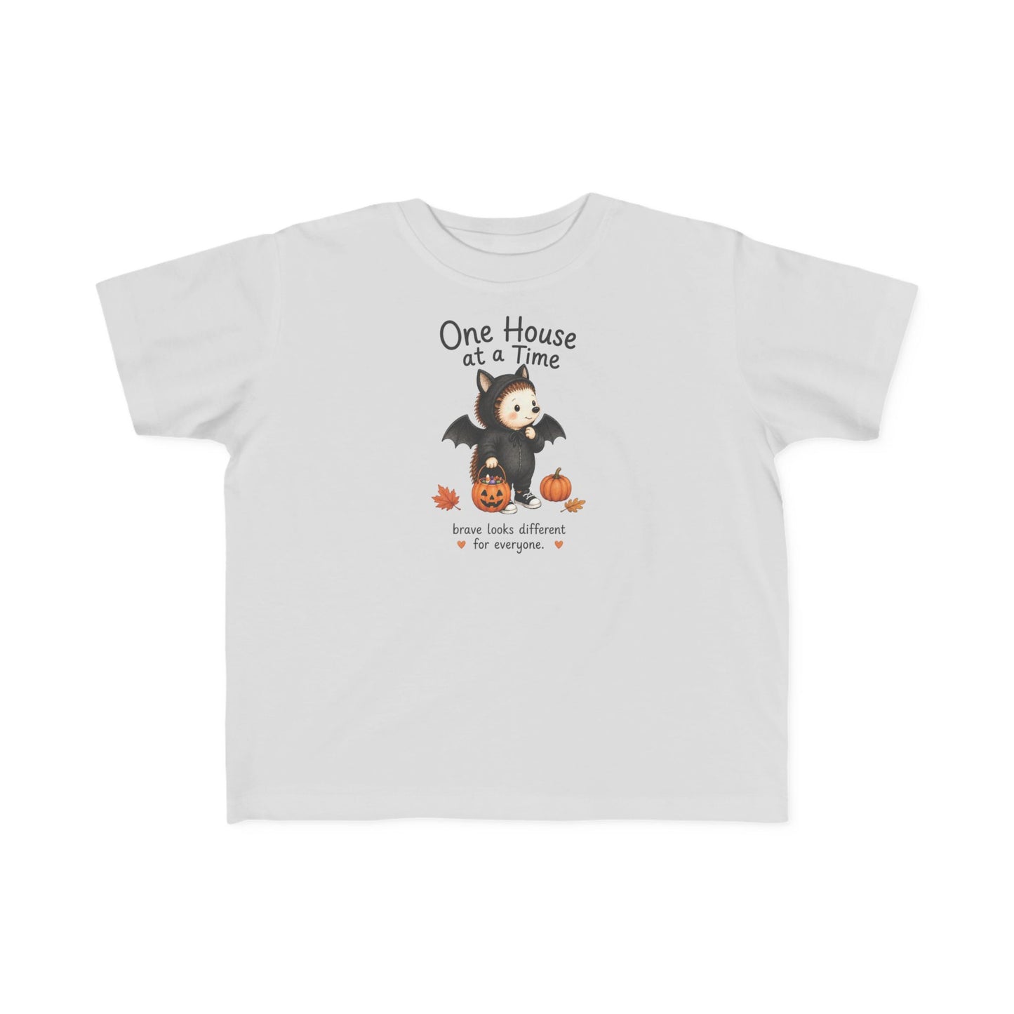 Toddler Tee — "One House at a Time" Cute Bat Halloween Shirt