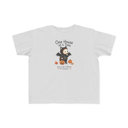 Toddler Tee — "One House at a Time" Cute Bat Halloween Shirt