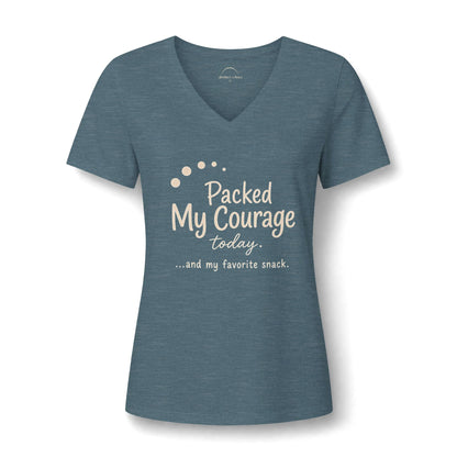 Packed My Courage Today Women’s V-Neck Tee — Humorous Inspirational Graphic