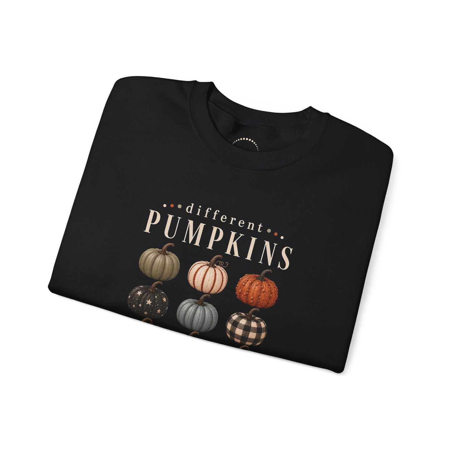 Crewneck Sweatshirt — 'Different Pumpkins, Same Patch' Fall Graphic Pullover