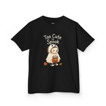 Kids T-Shirt— "Too Cute to Spook" Halloween Ghost