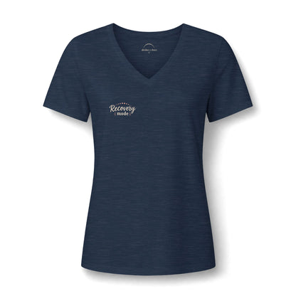 "Recovery Mode" V‑Neck Tee — Women's Rest & Recovery Shirt -Front & Back Design