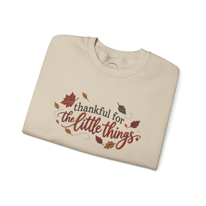 "Thankful For The Little Things" - Faux Embroidery Sensory Friendly Sweatshirt